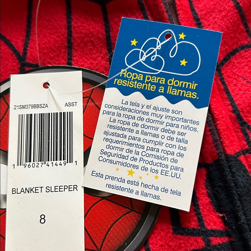 Marvel Spider-Man Boys/Unisex Blanket Sleeper One Piece Zipper NWT 8 Never Worn - Picture 13 of 16
